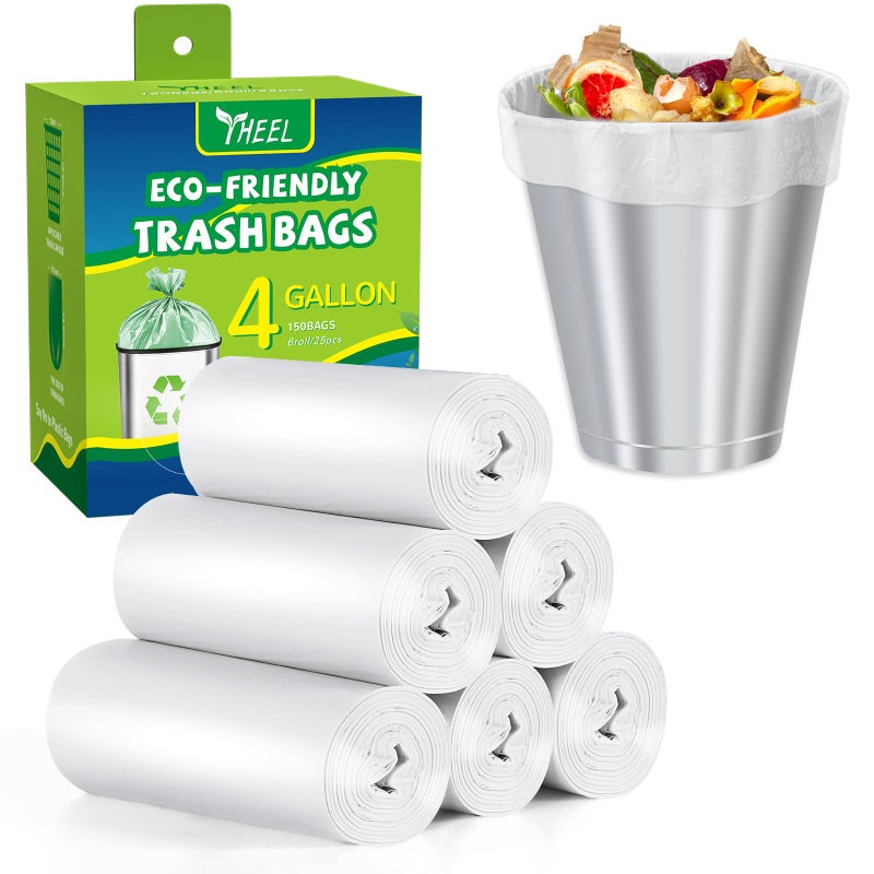 Clear Small Trash Bags 4Gallon bathroom garbage bags Trash Bags for Bathroom Bedroom Office Unscented 15 Liters waste basket liners 150 Counts
